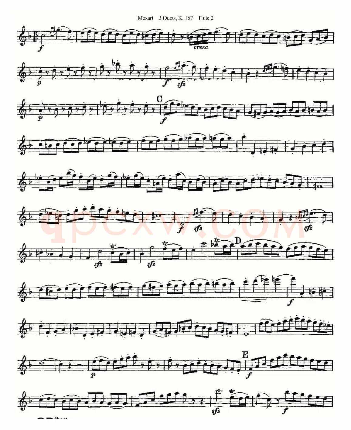 3 Duets K.157 之第二长笛（二重奏三首 K157号）