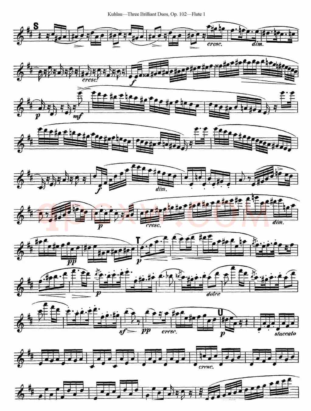 库劳长笛二重奏练习三段OP.102——Flute 1（NO.1）