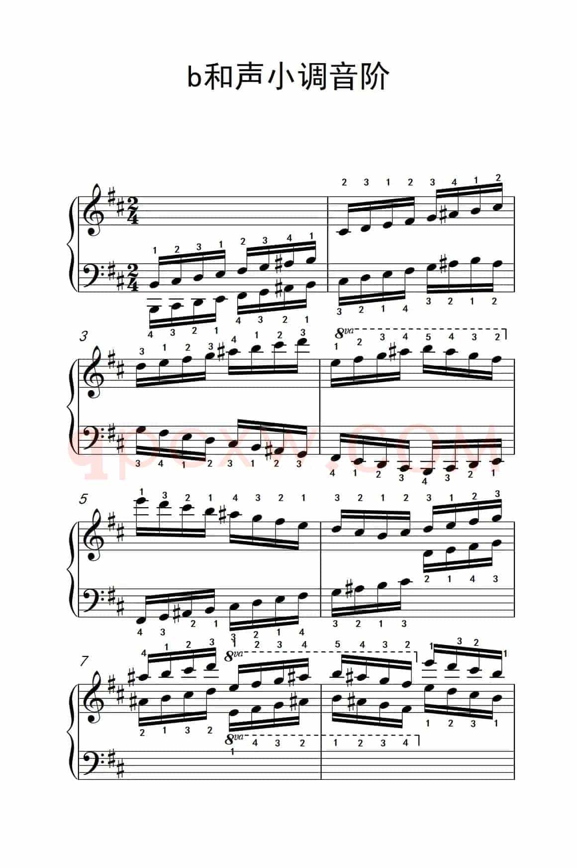 第九级8.b和声小调音阶（中央音乐学院 钢琴（业余）考级教程 7-9级）