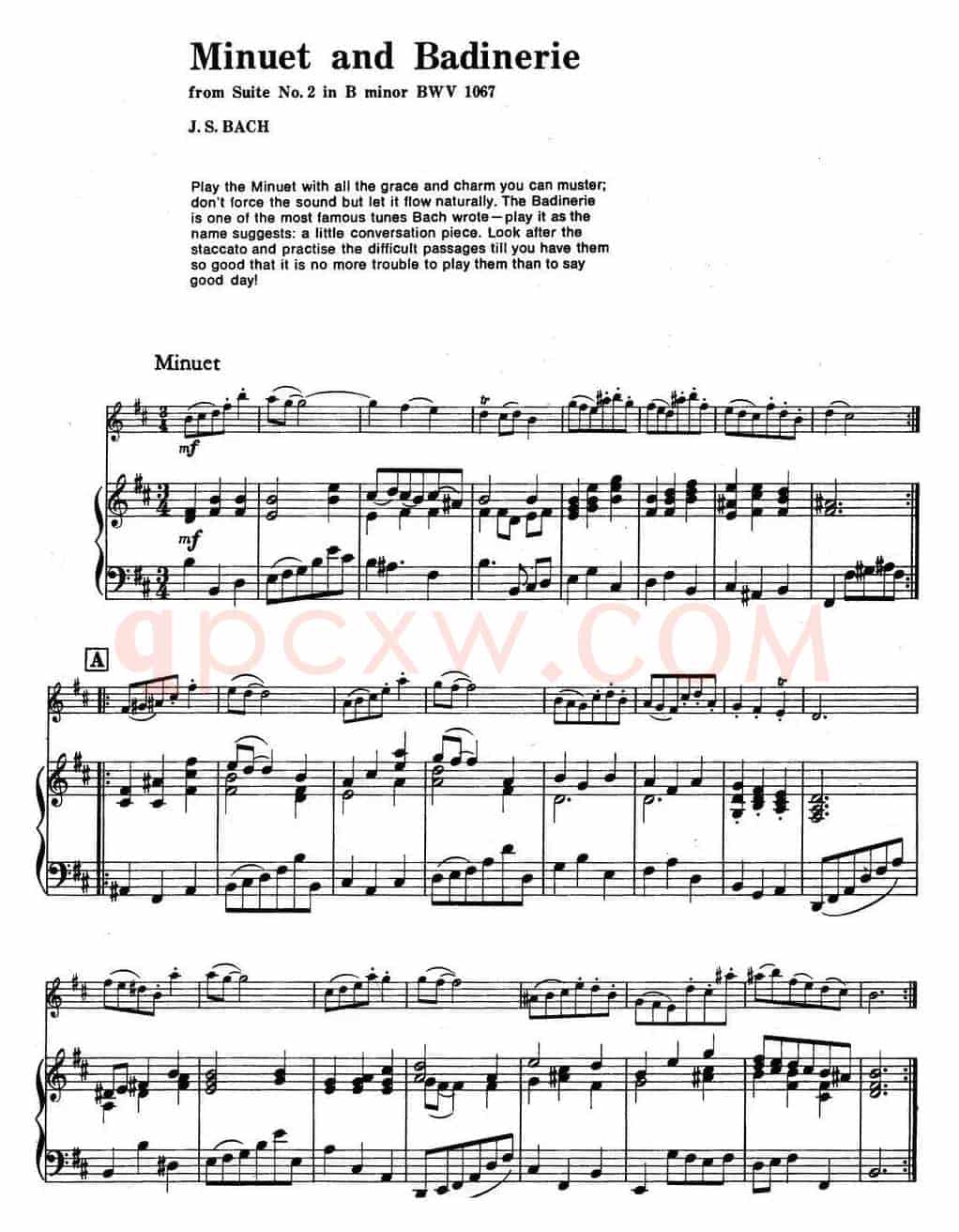 Minuet and Badinerie（Suite No.2 in B minor BWV 1067）（小提琴+钢琴伴奏）
