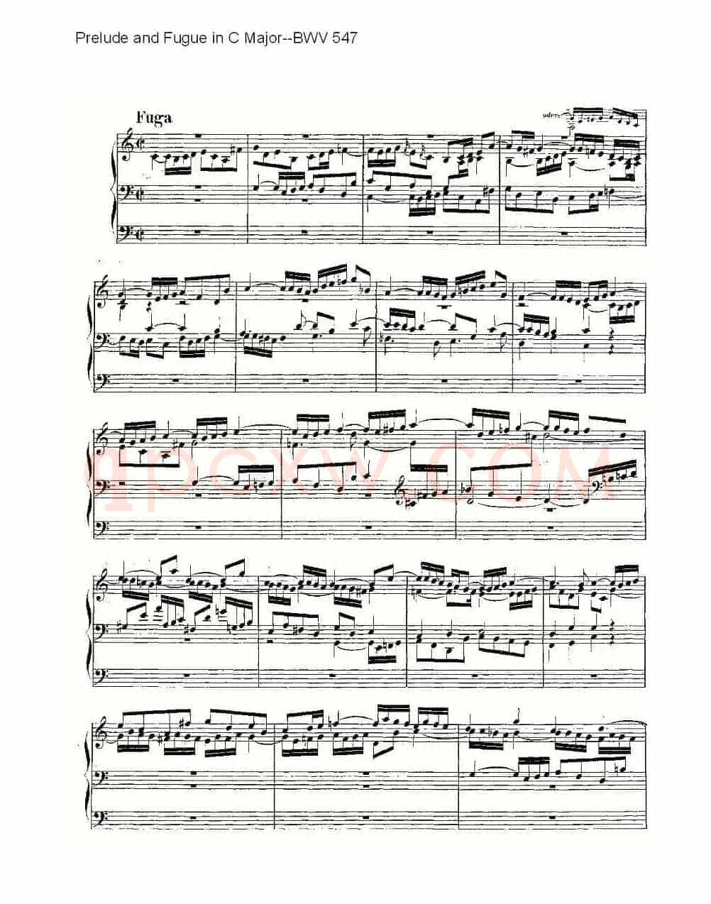 Prelude and Fugue in C Major--BWV 547 (管风琴谱)