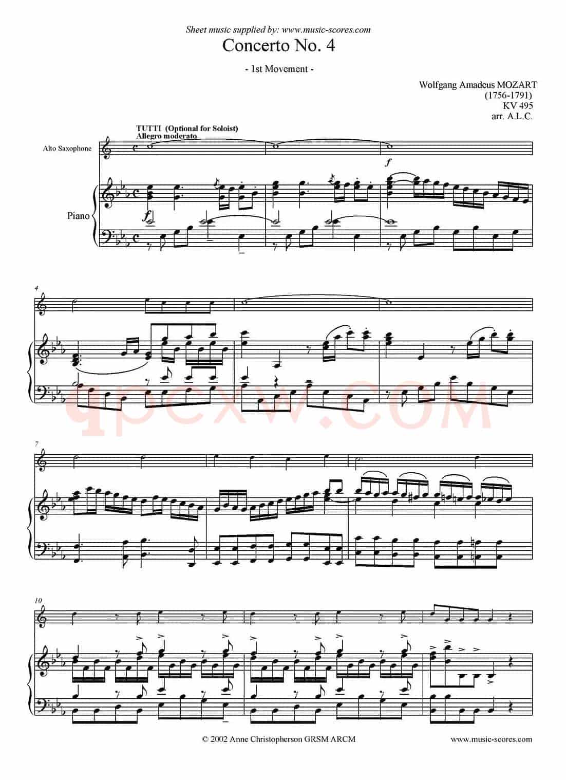 Mozart：Concerto KV495 No.4-1st（中音萨克斯+钢琴伴奏）