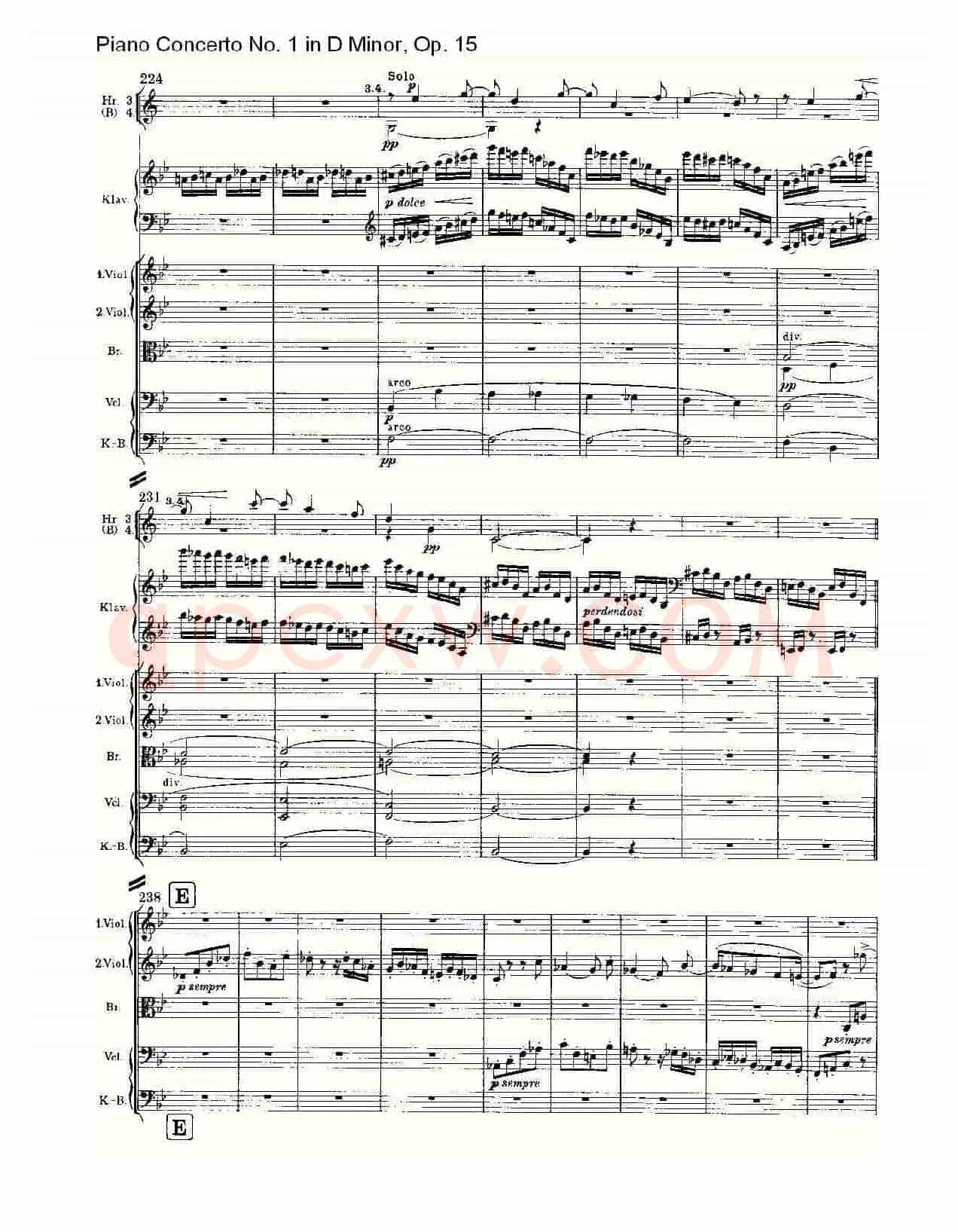 D小调钢琴第一协奏曲, Op.15第三乐章(一)