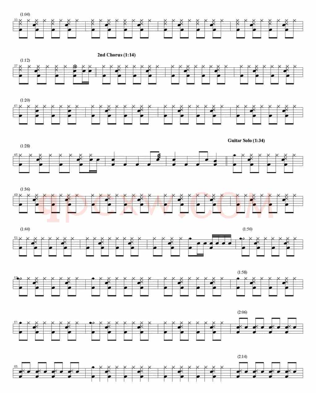 爵士鼓谱：Gimme all your lovin
