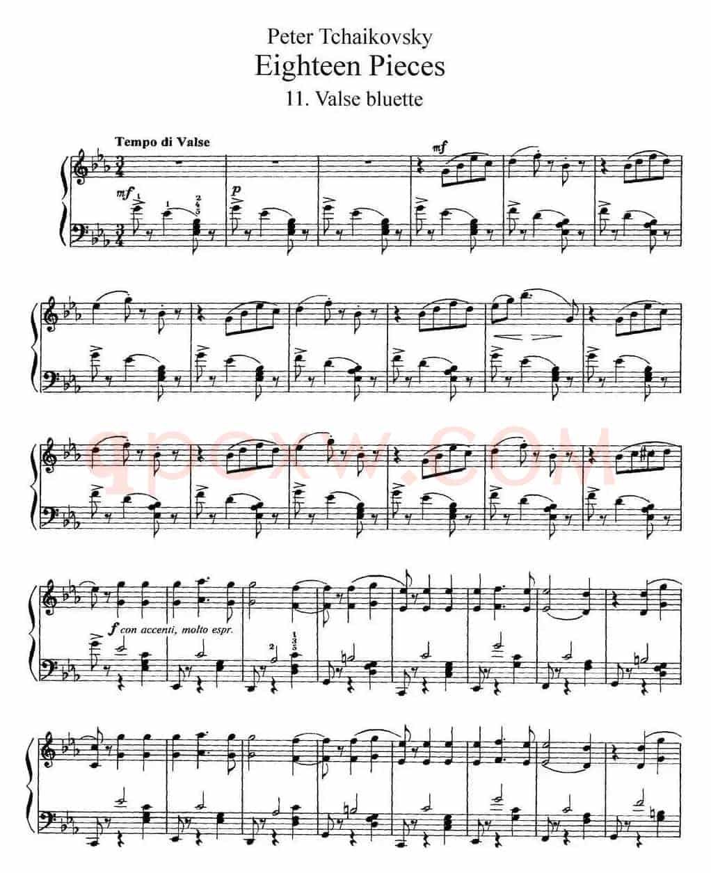 柴可夫斯基18首钢琴小品Op.72(11.Valse bluette)