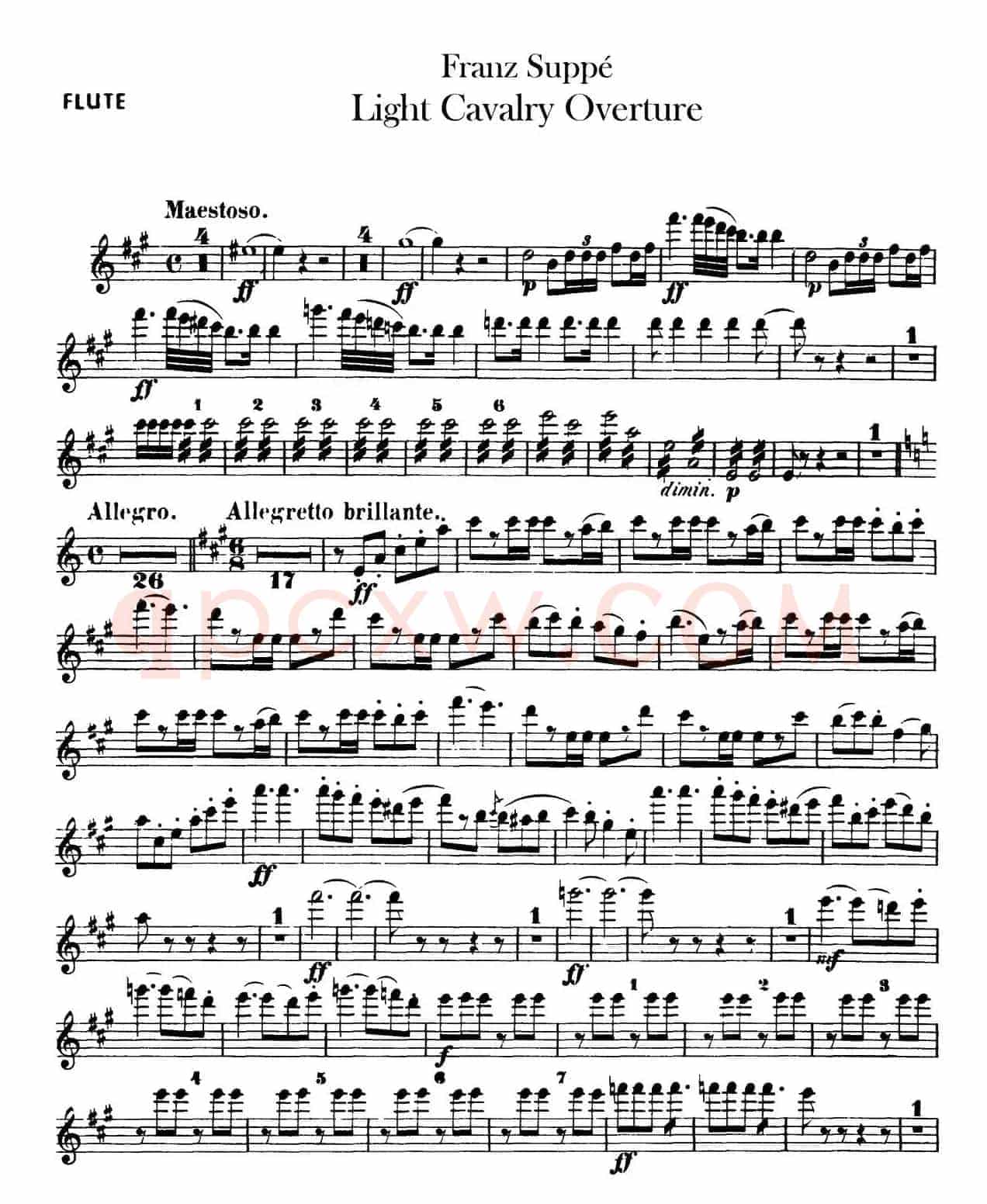 Light Cavalry Overture（轻骑兵序曲）（管乐合奏长笛分谱）