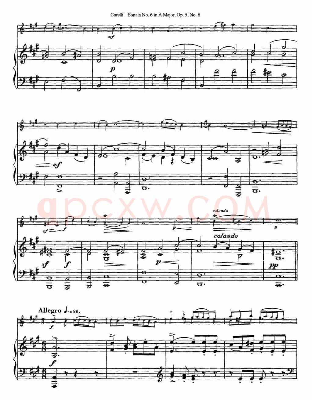 Sonata No.6 in A Major Op.5 No.6（小提琴+钢琴伴奏）