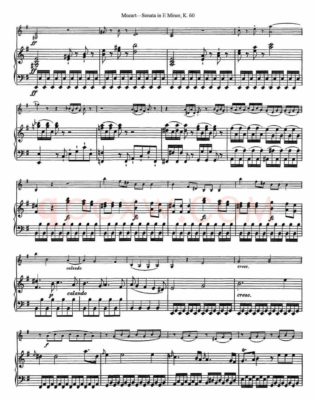 Violin Sonata in E Minor K.60（小提琴+钢琴伴奏）