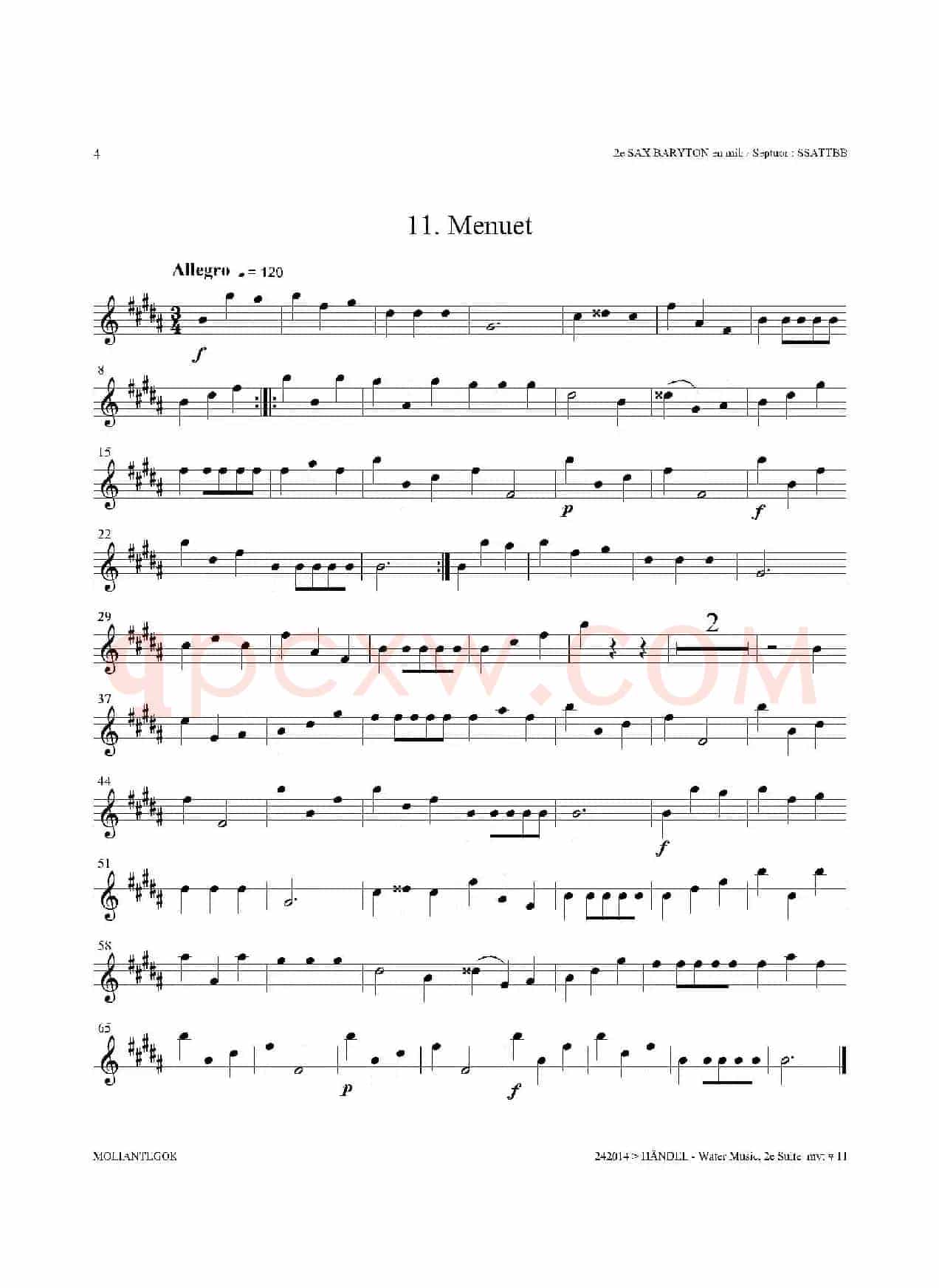 Water Music（HWV.349 No.2）（第二上低音萨克斯）