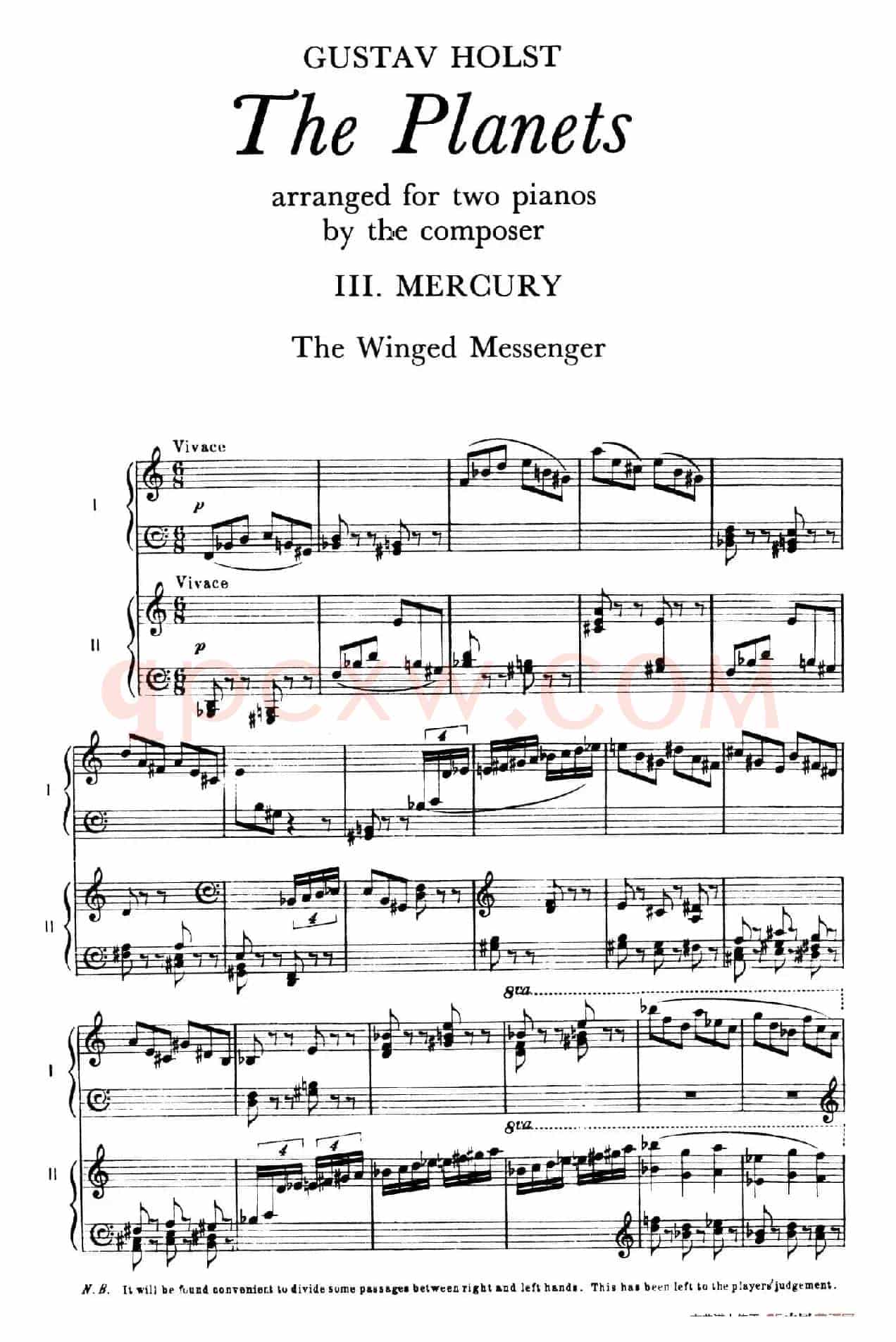 The Planets Op.32(双钢琴)(行星·第三乐章 水星—飞行使者)