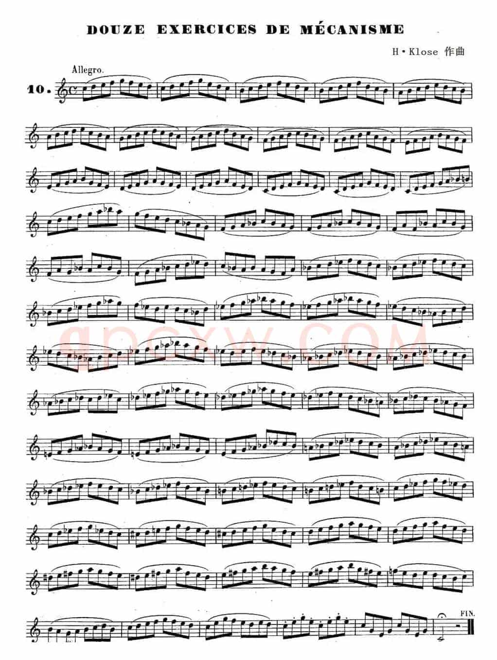 H·Klose练习曲（douze exercices de mecanisme—10）