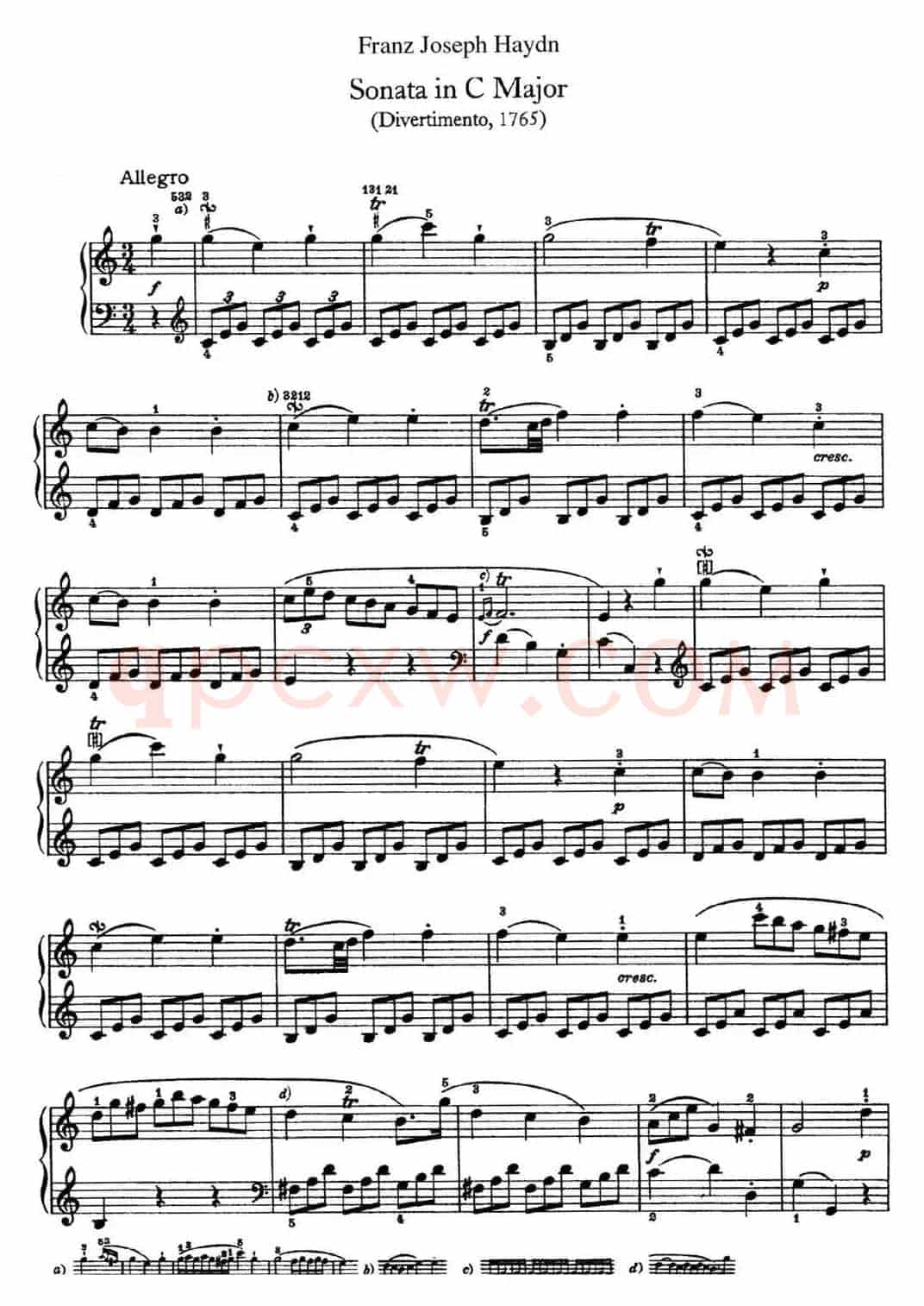 海顿 钢琴奏鸣曲 Hob XVI 3 Divertimento C major