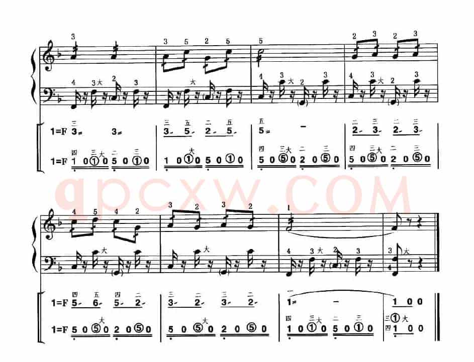 鄂伦春族舞曲（线简谱对照、带指法版）