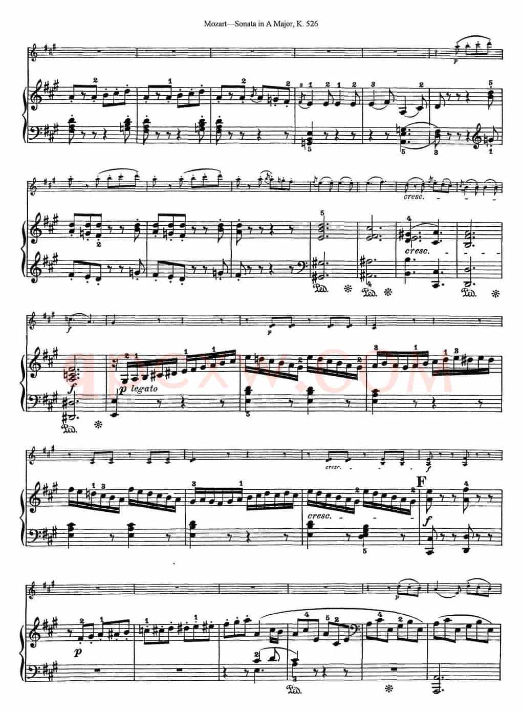 Violin Sonata in A Major K.526（小提琴+钢琴伴奏）