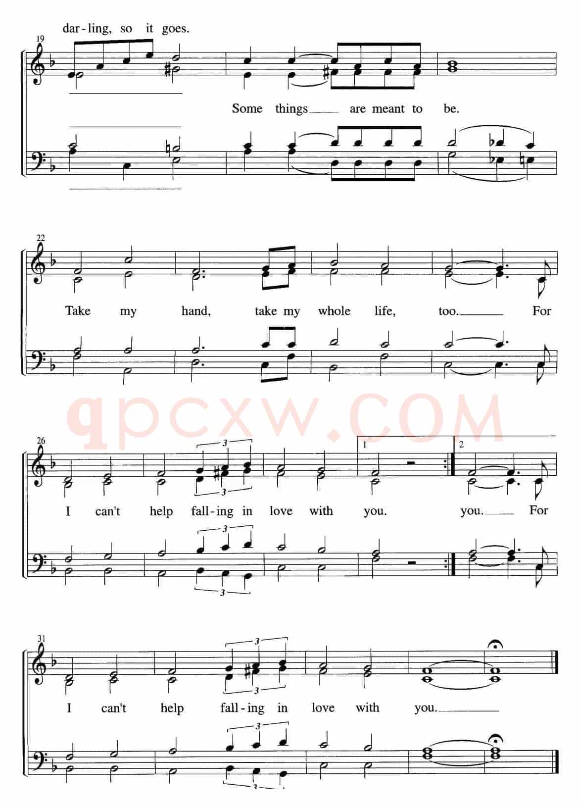 Can't help falling in love（四重奏）