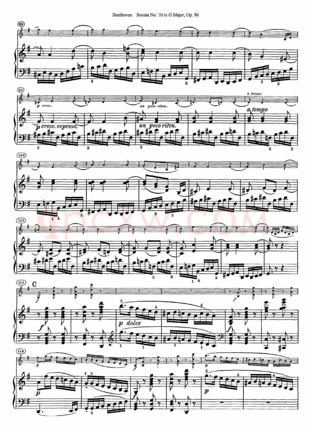 Violin Sonata No.10 in G Major Op.96（小提琴+钢琴伴奏）