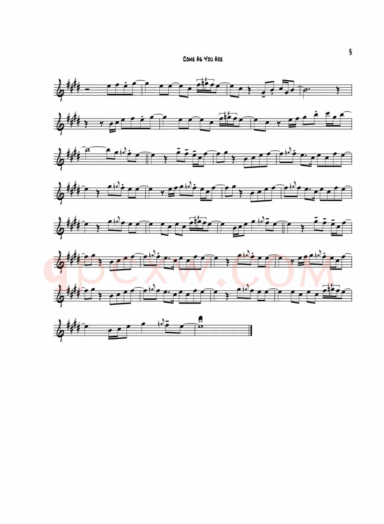 Come As You Are（B-FLAT 次中音萨克斯）