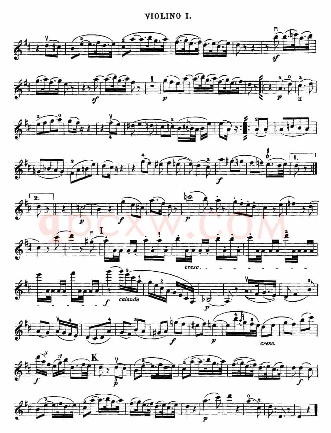 Mozart《Quartet No.18 in A Major,K.464》（Violin 1分谱）