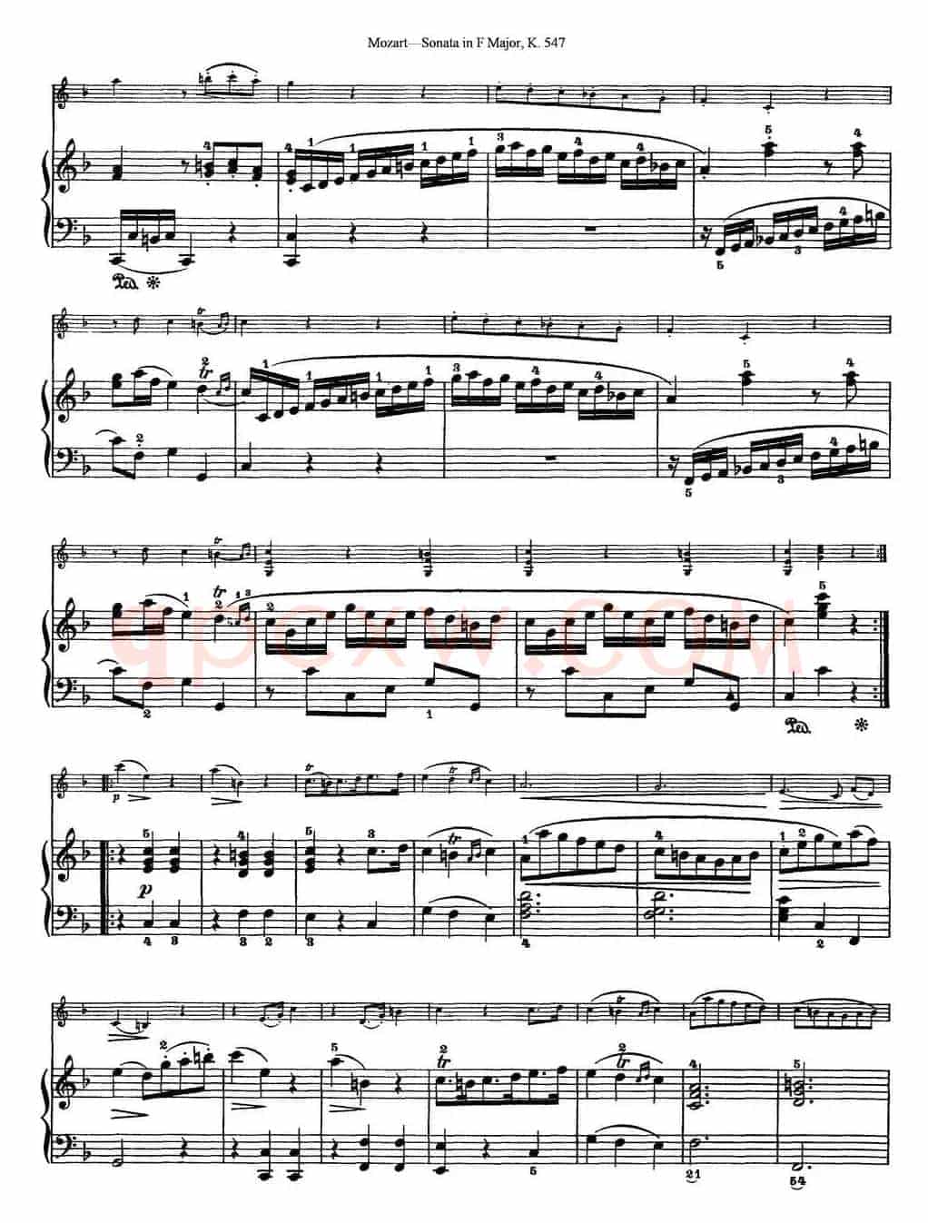 Violin Sonata in F Major K.547（小提琴+钢琴伴奏）