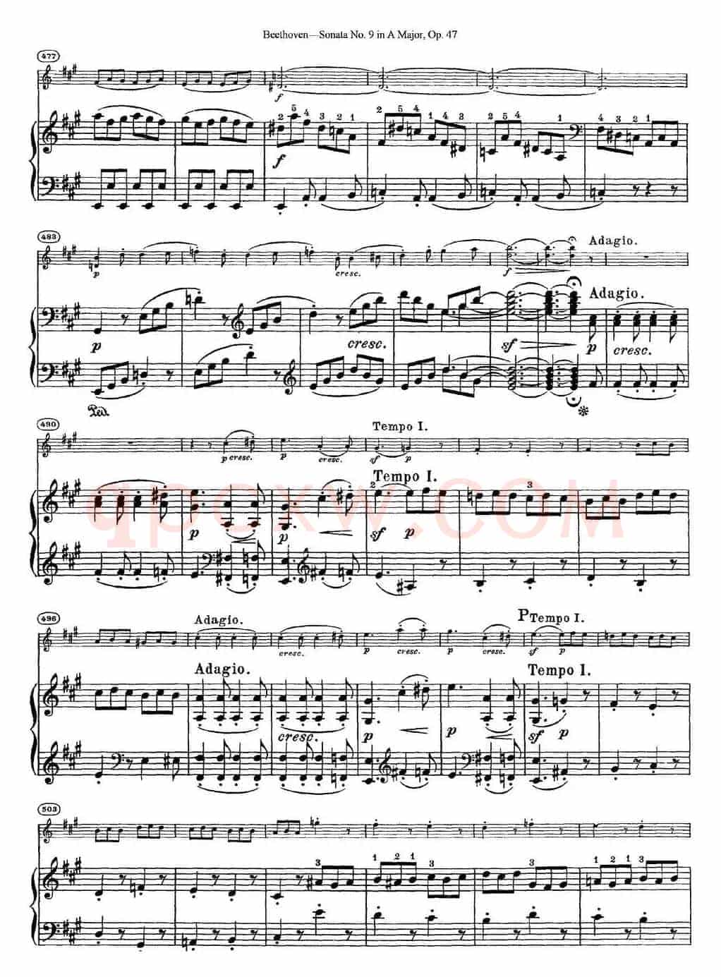 Violin Sonata No.9 in A Major Op.47（小提琴+钢琴伴奏）
