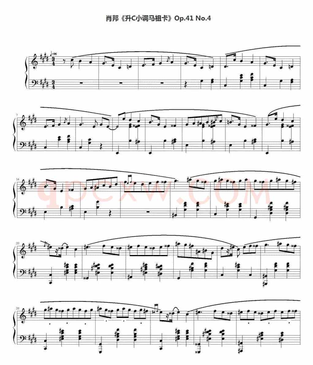 肖邦《升C小调马祖卡》Op.41 No.4