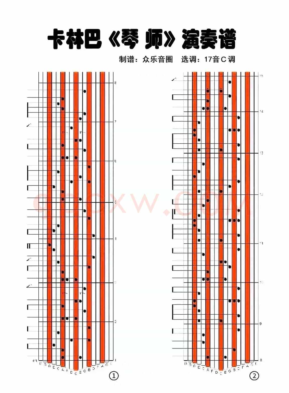 琴师（拇指琴卡林巴琴演奏谱）