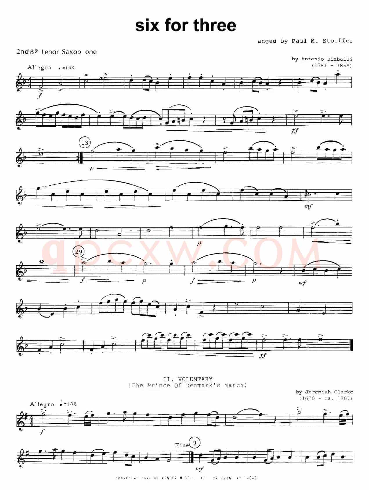 six for three（次中音三重奏第二萨克斯分谱）