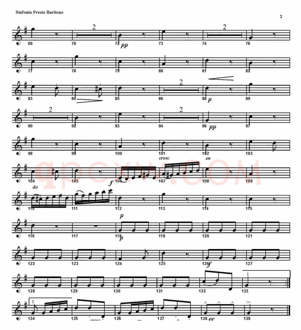 SINFONIA Part 3. PRESTO（四重奏·上低音萨克斯分谱）
