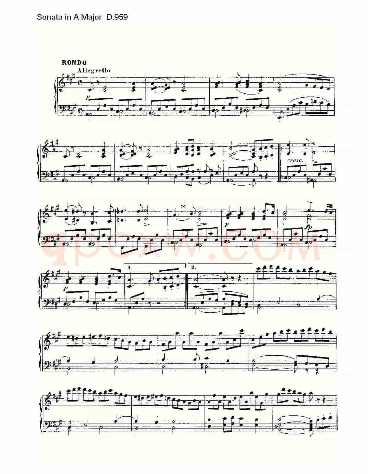 Sonata in A Major D.959（A大调奏鸣曲 D.959）