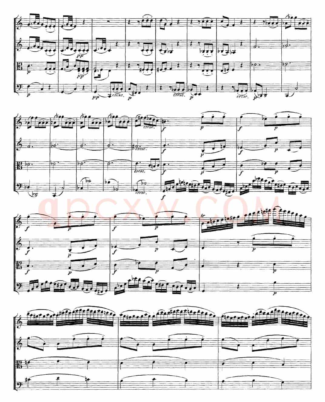 Mozart《Quartet No.14 in G Major,K.387》（总谱）