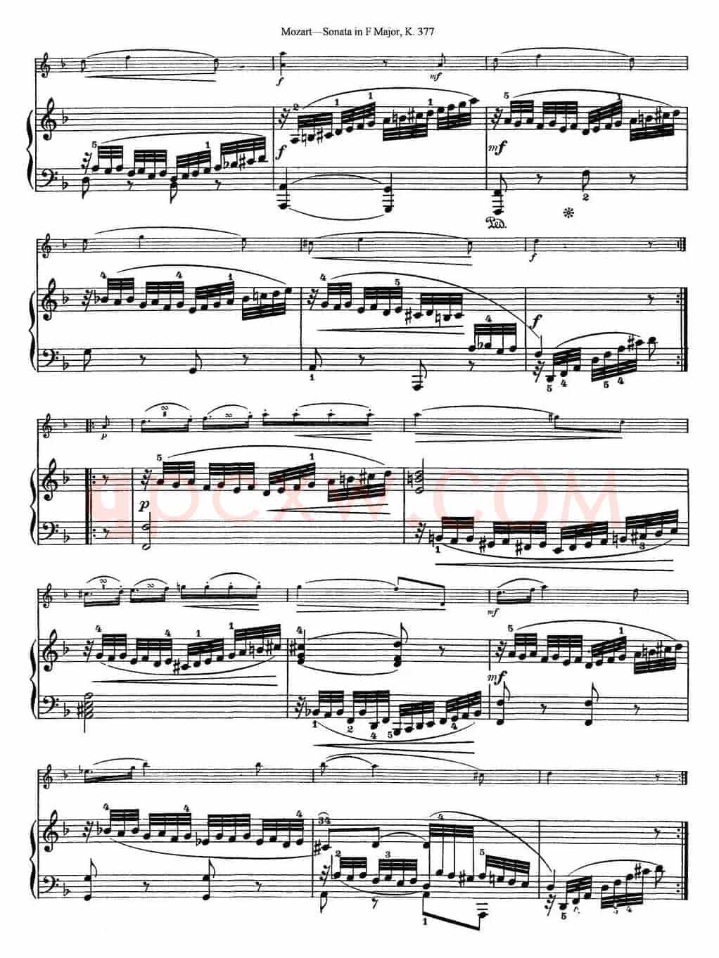 Violin Sonata in F Major K.377（小提琴+钢琴伴奏）