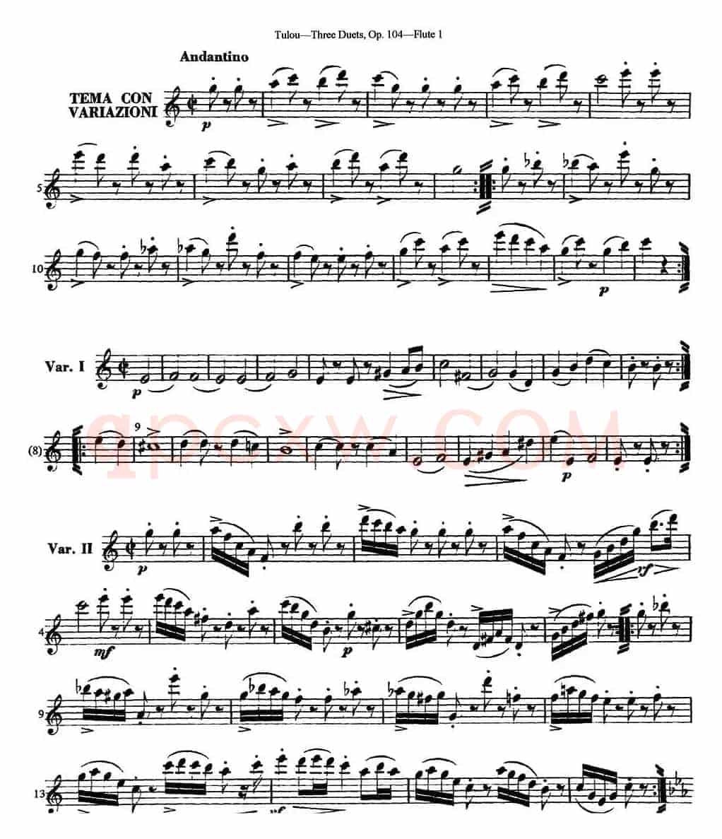 图露三首长笛简易重奏曲Op.104（Flute 1）（NO.1）