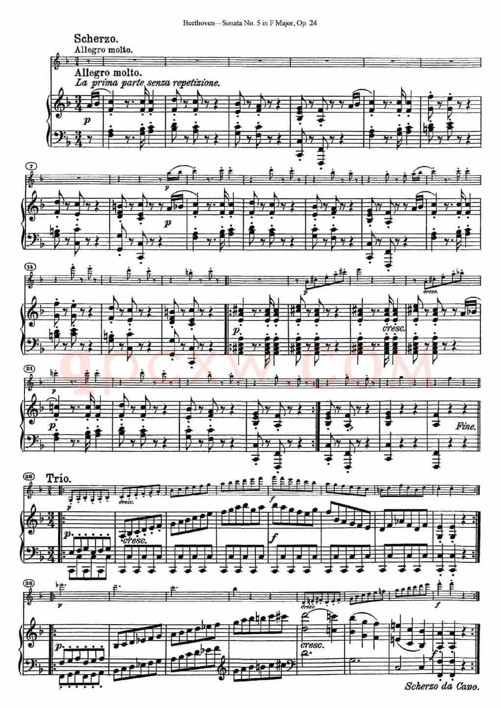 Violin Sonata No.5 in F Major Op.24（小提琴+钢琴伴奏）