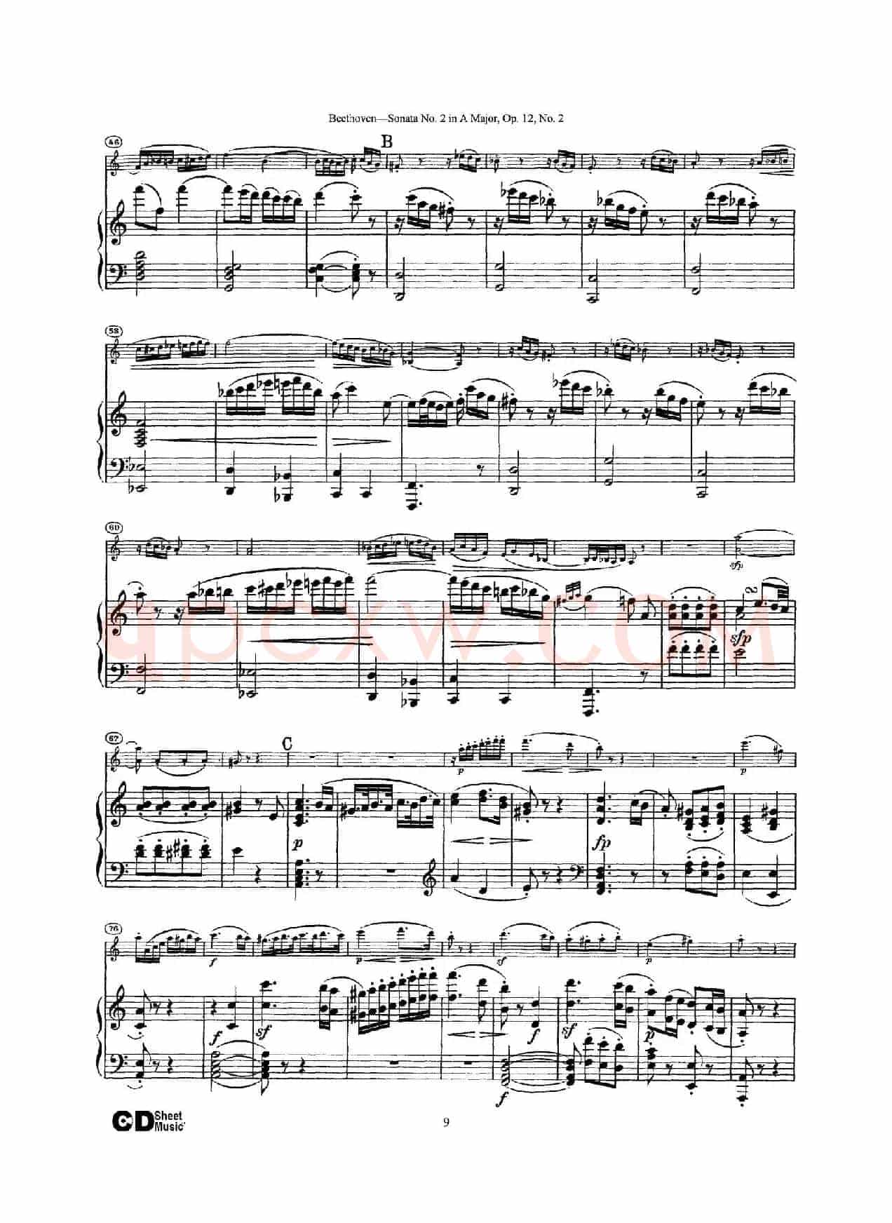 A大调第二小提琴奏鸣曲（Sonata No.2 in A Major Op.12,No.2）（小提琴+钢琴伴奏）