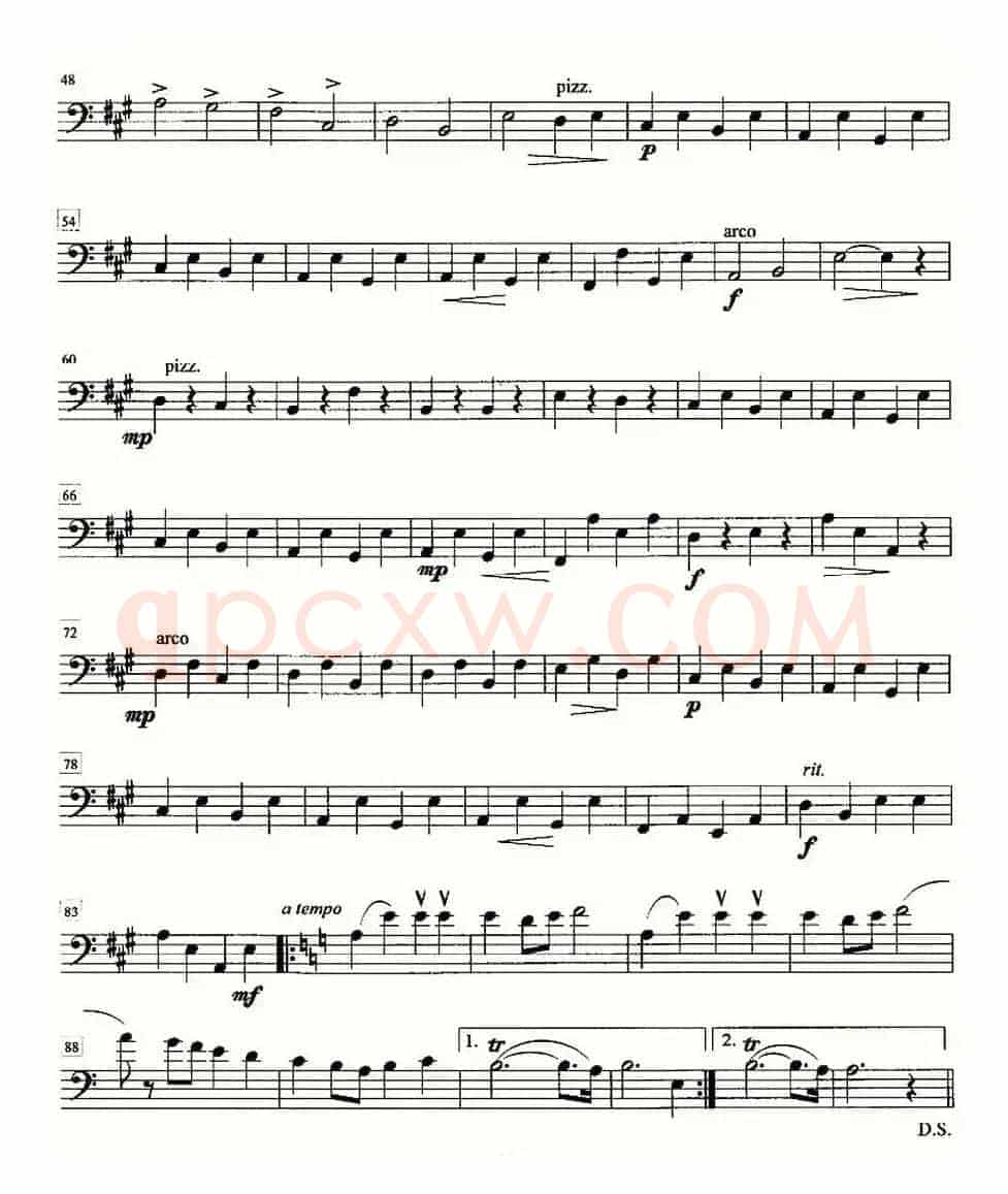 金婚曲（加布瑞尔马利作曲版、四重奏大提琴分谱）