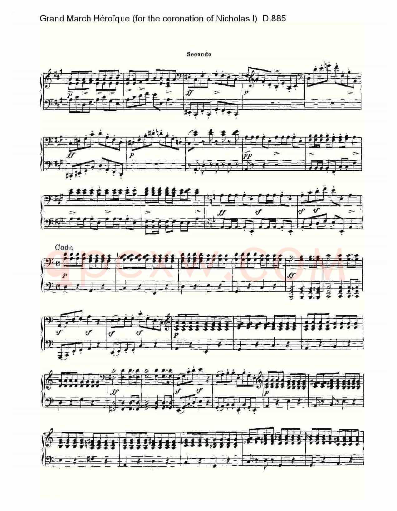 豪华进行曲（为尼古拉斯一世加冕礼而作)D.88）