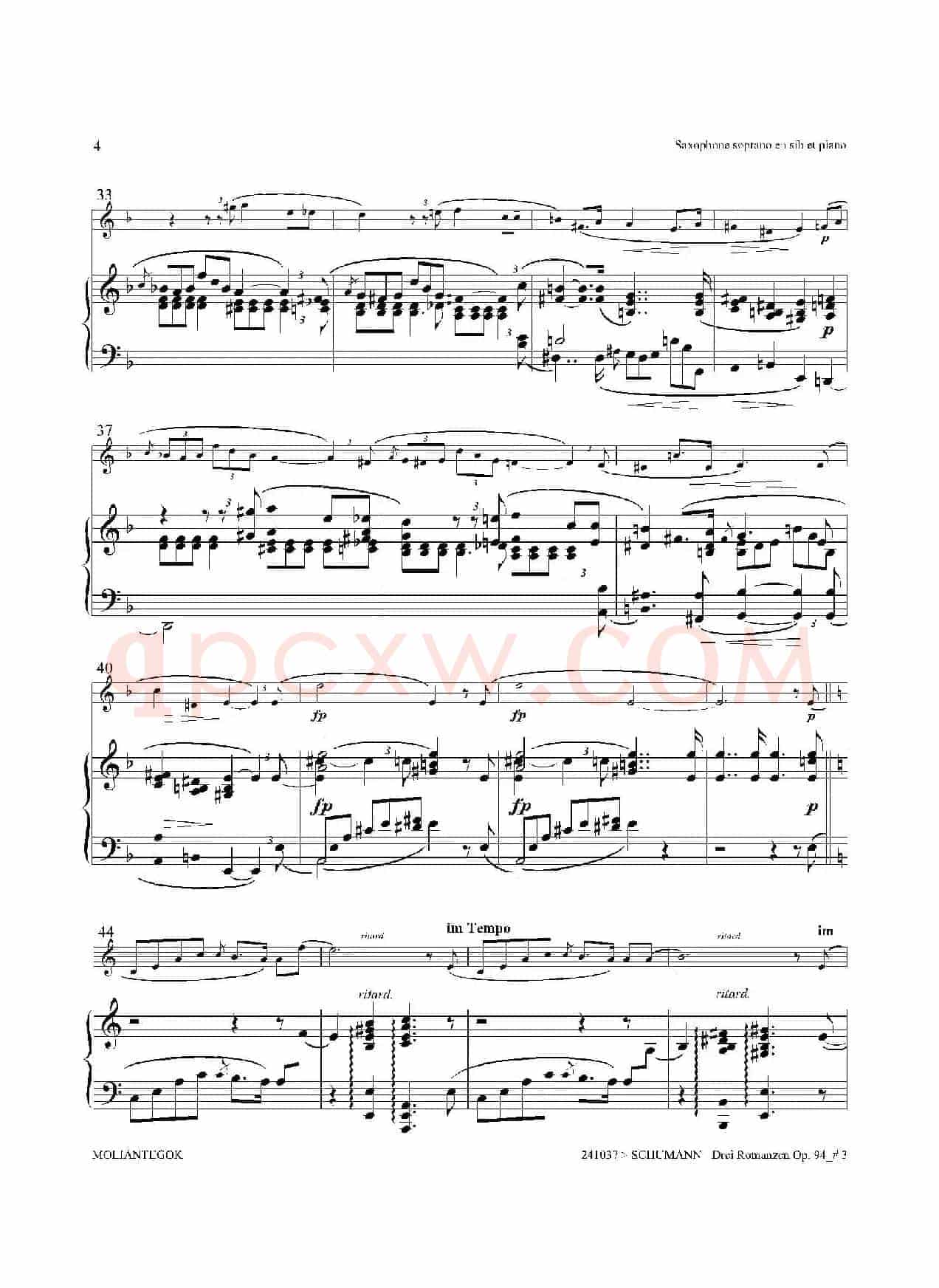 三首浪漫曲 Op.94（高音萨克斯+钢琴伴奏）