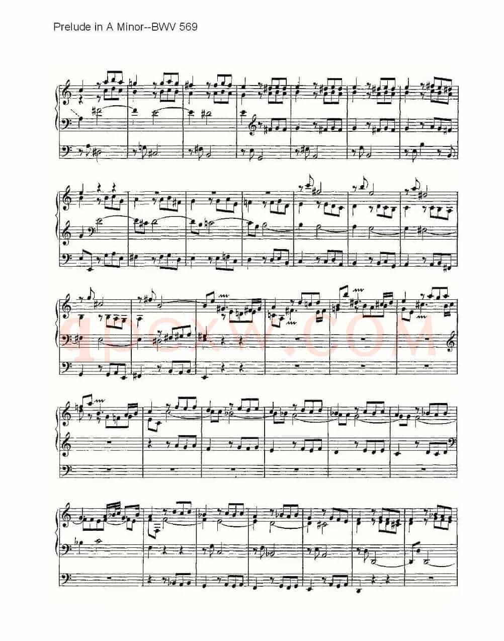 Prelude in A Minor--BWV 569 (管风琴谱)
