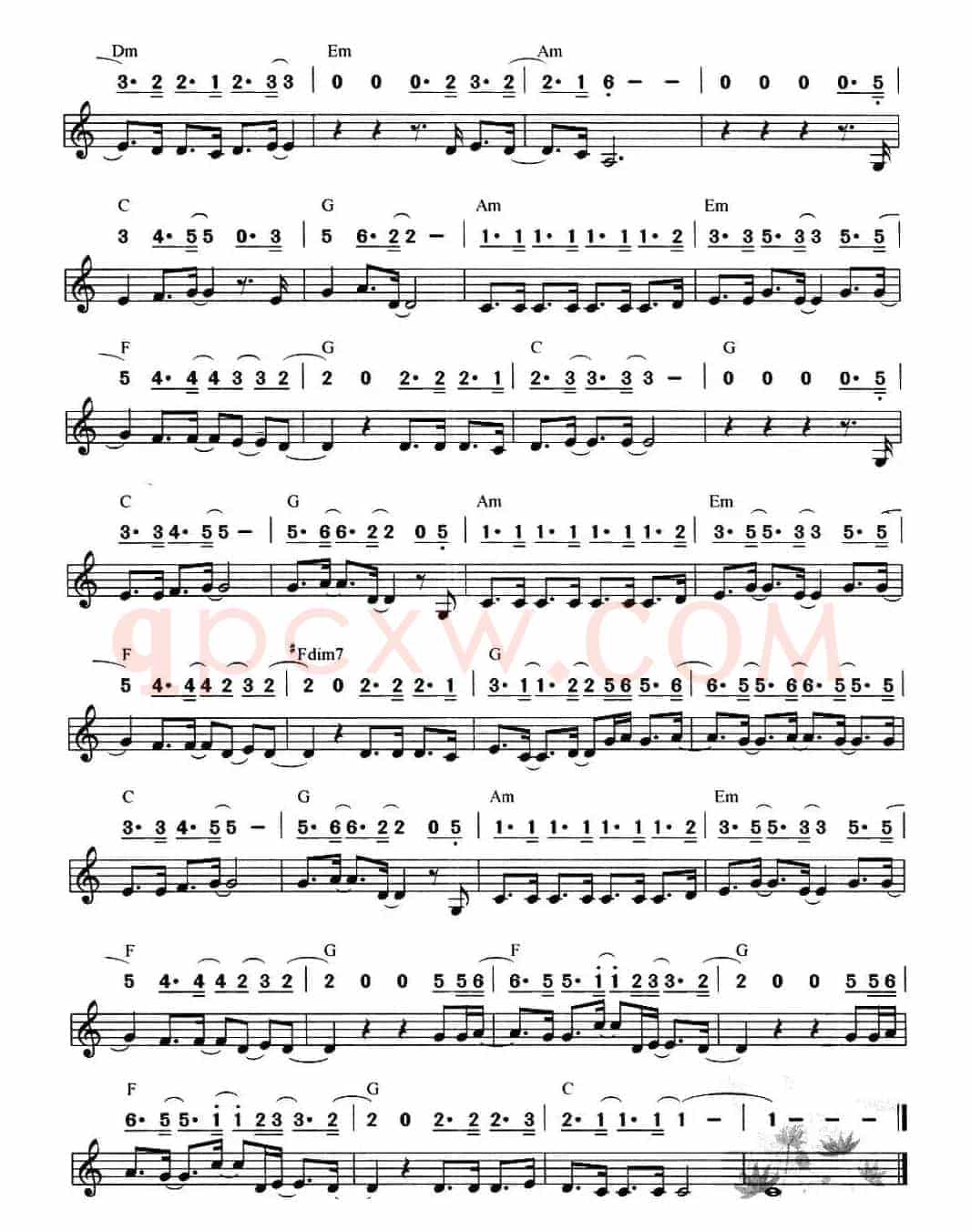 柠檬树（线简谱混排版）