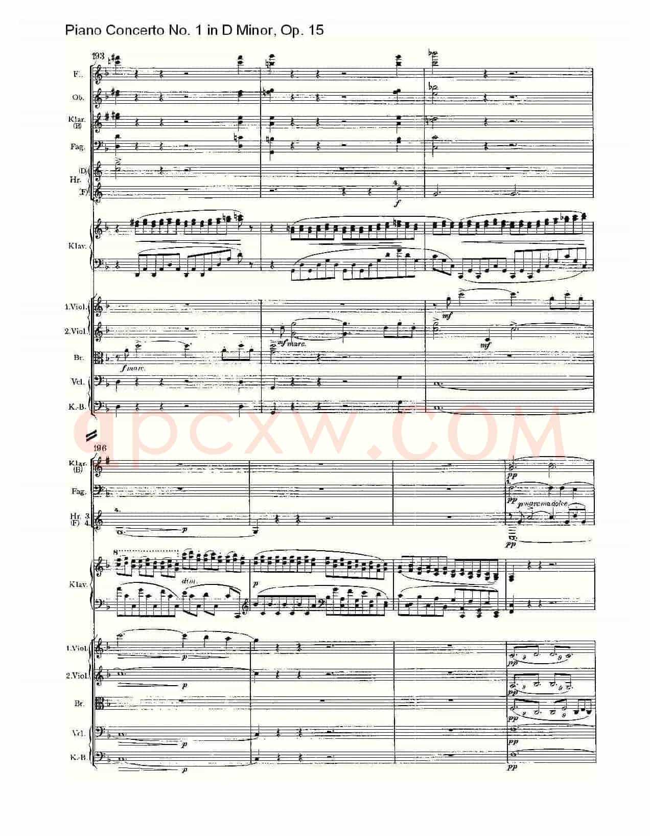 D小调钢琴第一协奏曲, Op.15第一乐章(一)