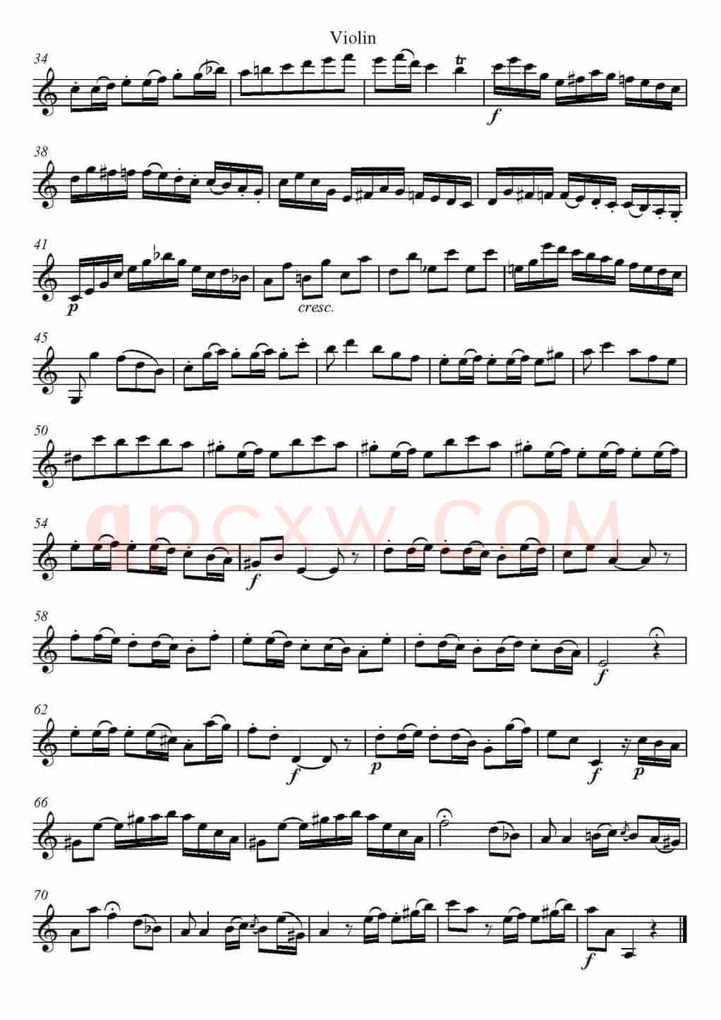 帕格尼尼六首《小提琴和吉他二重奏》 (M.S.110)（小提琴分谱）
