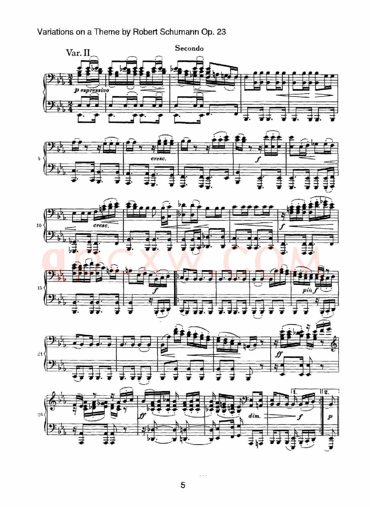 Variations on a Theme by Robert Schumann Op.23(舒曼主题变奏曲)(四手联弹)