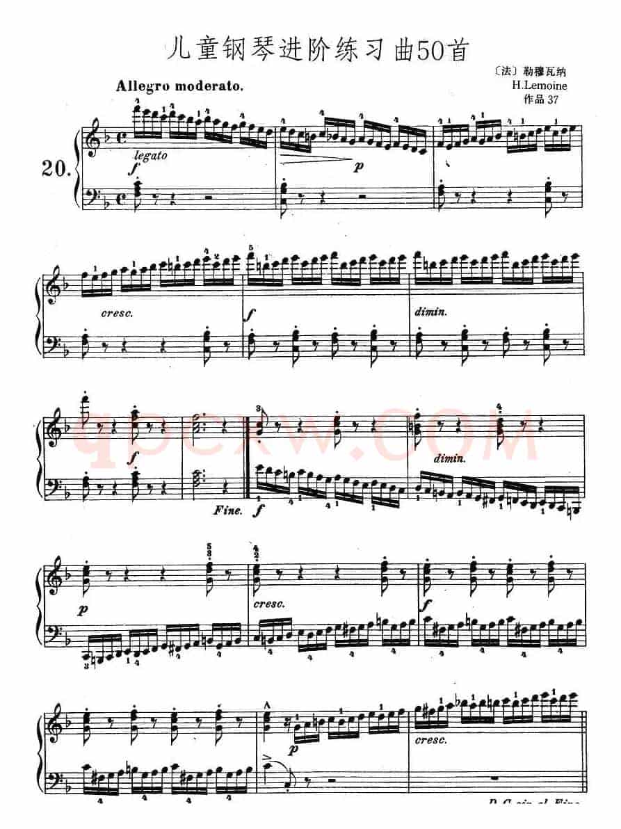 儿童钢琴进阶练习曲50首之20