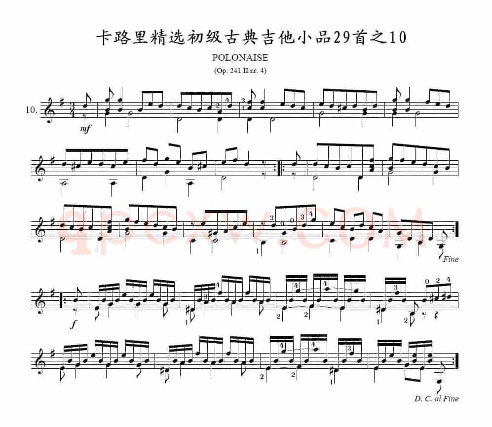 卡路里精选初级古典吉他小品29首之10