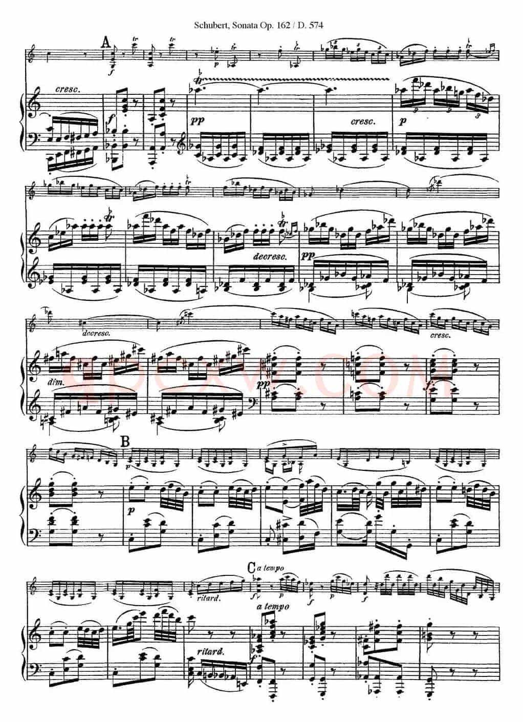 Violin Sonata in A major Op.162 D.574（小提琴+钢琴伴奏）