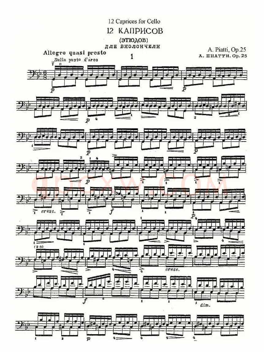 PIATTI 12 Caprices 之1（大提琴）