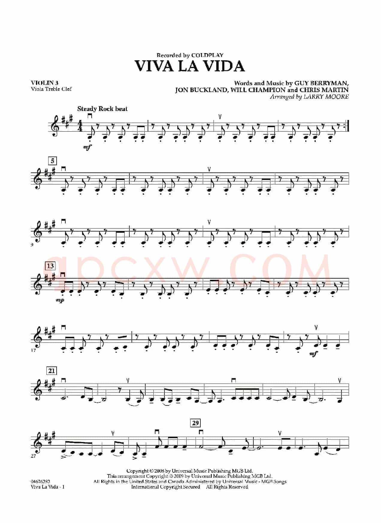 VIVA LA VIDA（第三小提琴分谱）