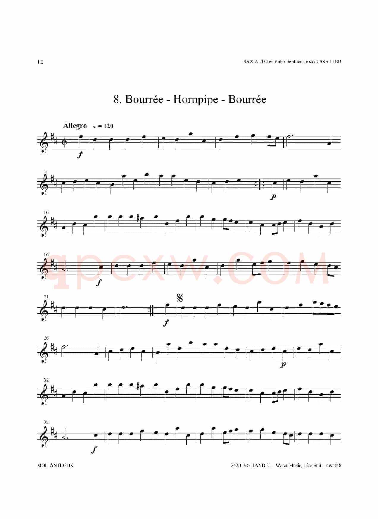 Water Music（HWV.348 No.1）（中音萨克斯）