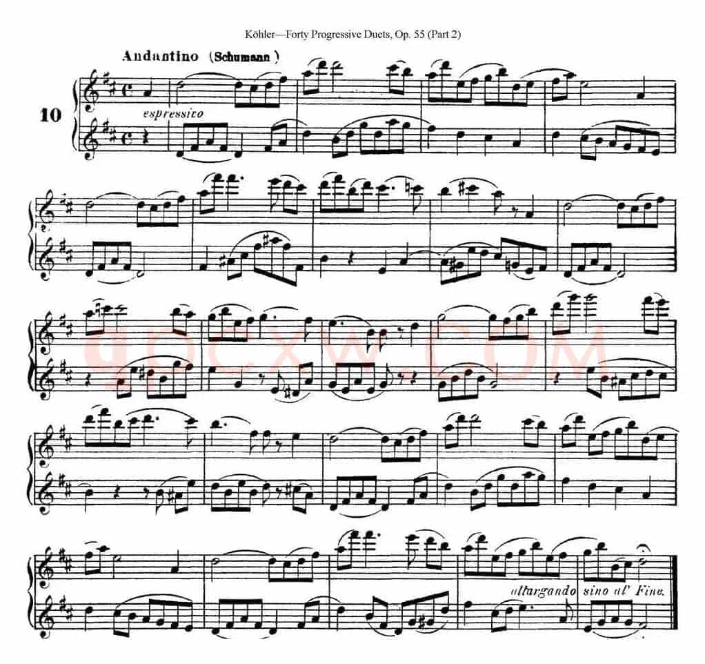 柯勒40首长笛提高练习曲OP.55（二重奏）（NO.10）
