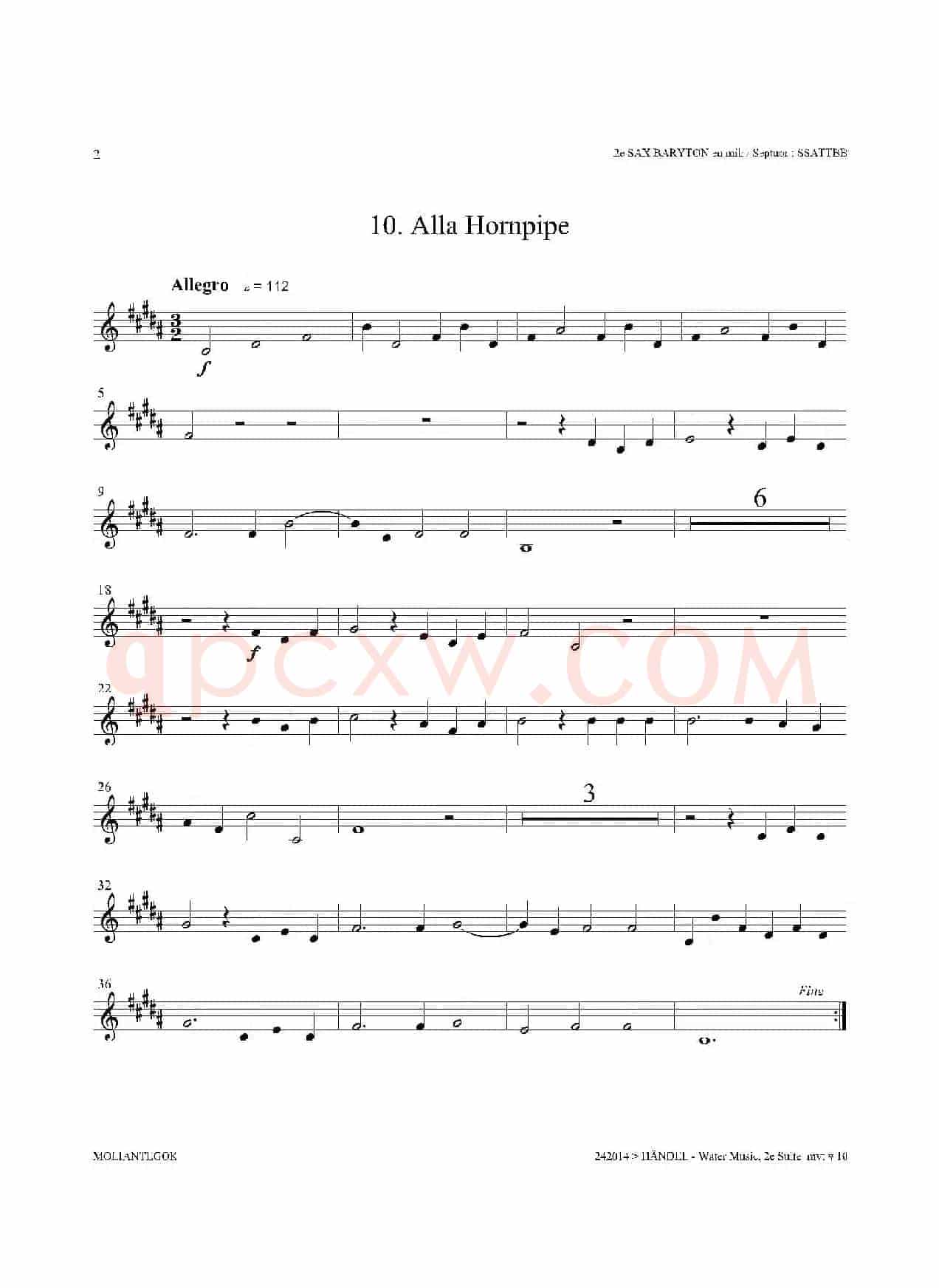 Water Music（HWV.349 No.2）（第二上低音萨克斯）
